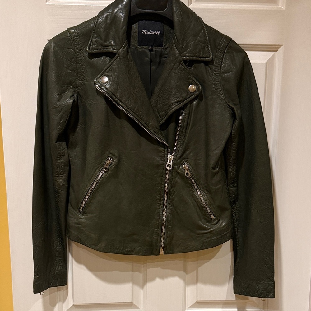 Madewell Dark Green Leather Jacket
